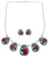 Southwest Silver Multicolor Jewelry Link Necklace Earrings Set PX37800